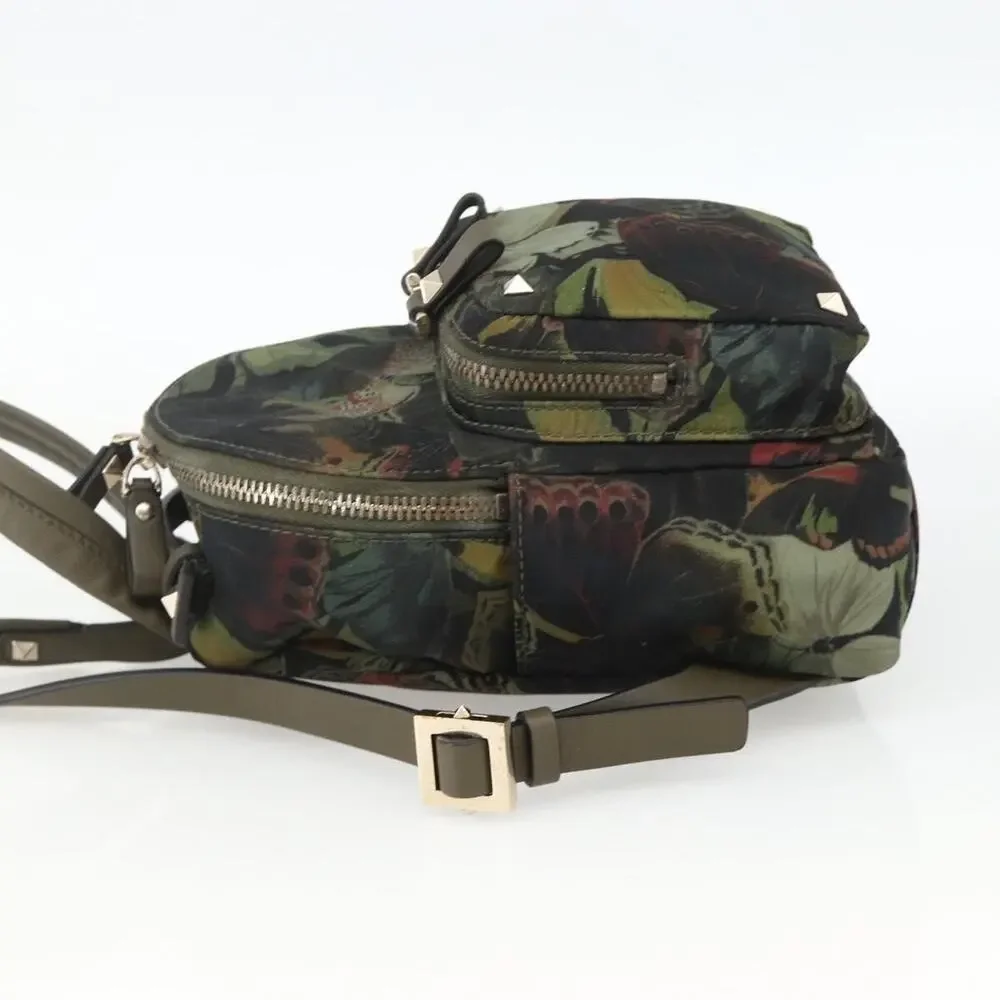 Valentino Nylon Backpack Khaki Champagne Gold